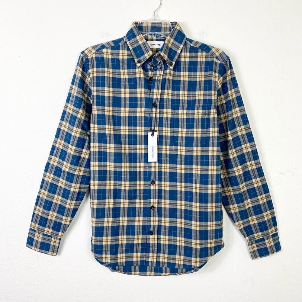 NWT Taylor Stitch the Jack in Brushed Navy Plaid Long Sleeve Button Up Shirt XS